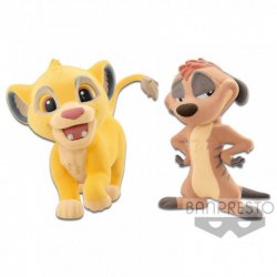 Disney The Lion King Simba & Timon Fluffy Q Posket set figures